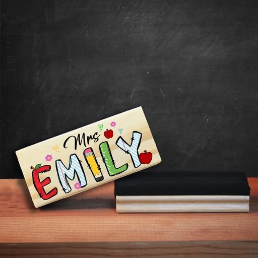 Personalized Name Chalkboard Eraser for Teachers – Dry Erase Board Cleaner –Back to School Supplies and First Day of School Gift- Custom Name