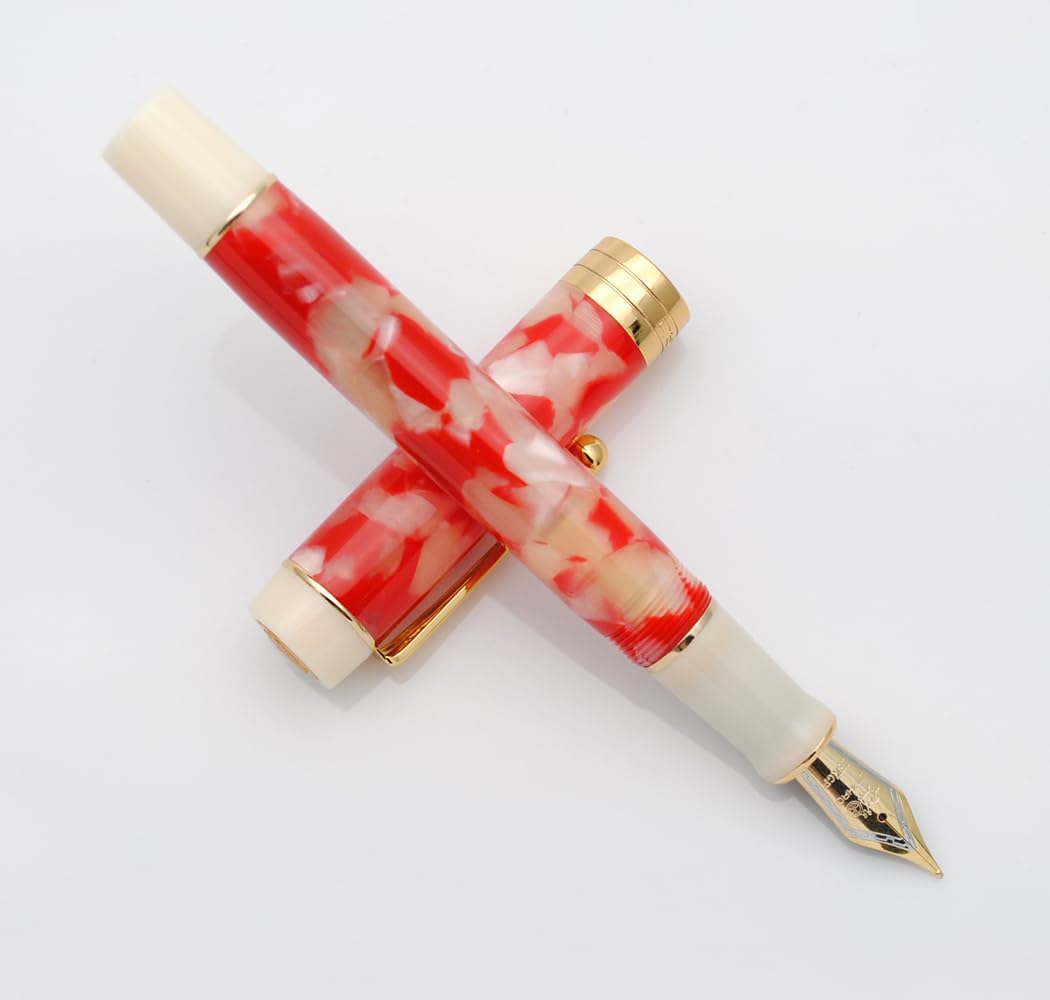 JINHAO 100 Fountain Pen with Ink Converter (Medium Nib 0.7mm, Red White Koi-A)