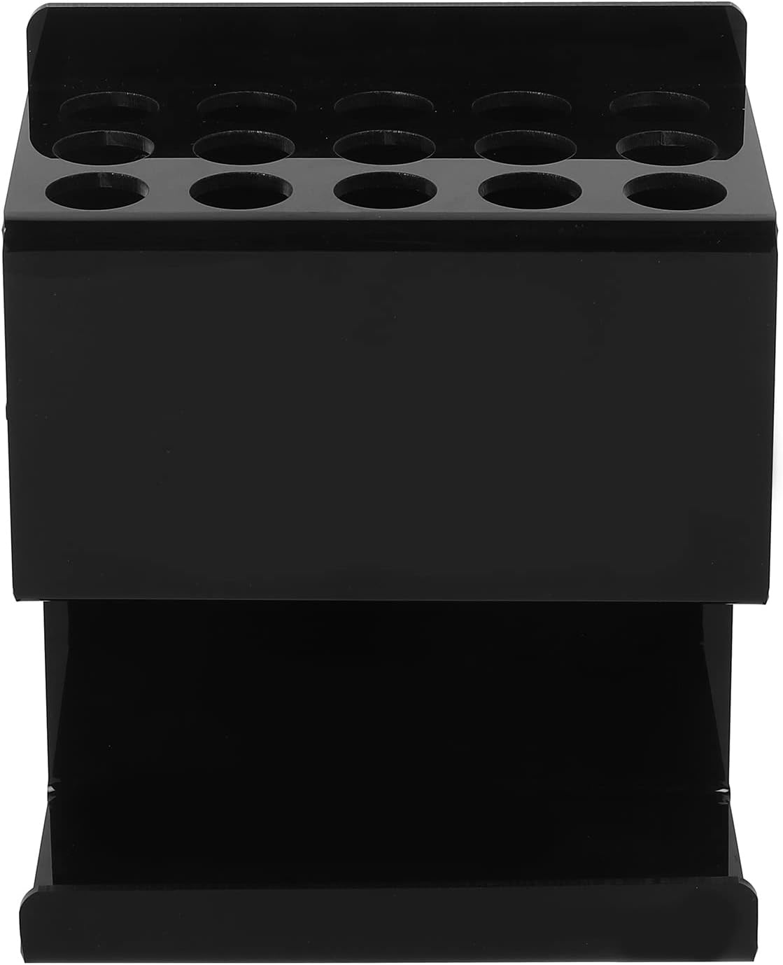 MyGift Wall Mounted Black Premium Acrylic Dry Erase Marker and Eraser Holder Rack with 15 Round Slots and Storage Ledge, Meeting Room Classroom Dorm Office or Home Whiteboard Accessory Rack