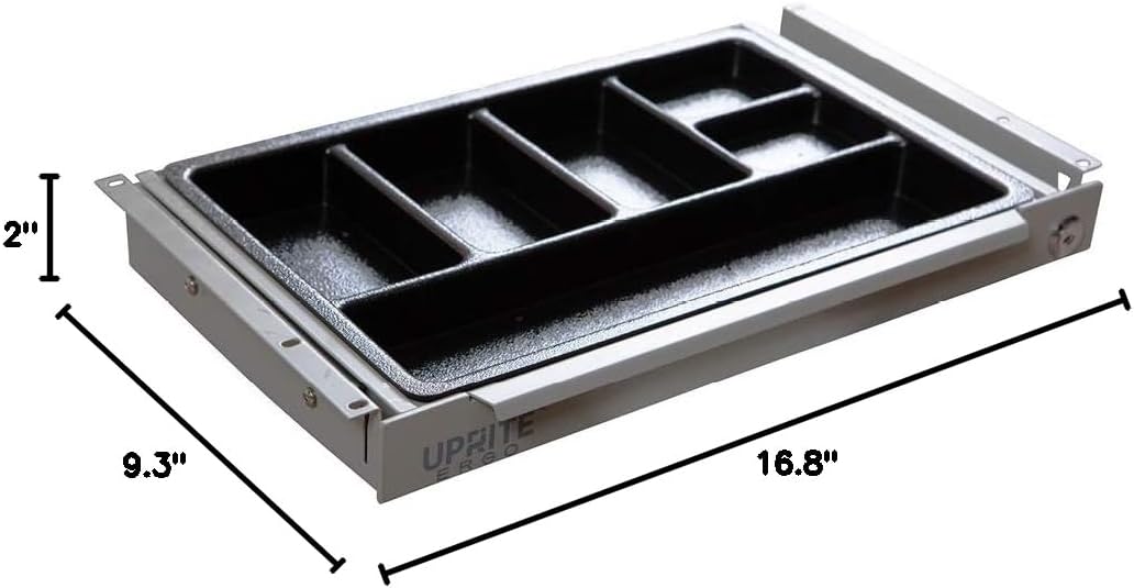 Perfect Posture Max Under Desk Storage Drawer – Large Desk Drawer with Lock for Regular & Sit-Stand Standing Desks, Gray (19.5” x 9.5”)