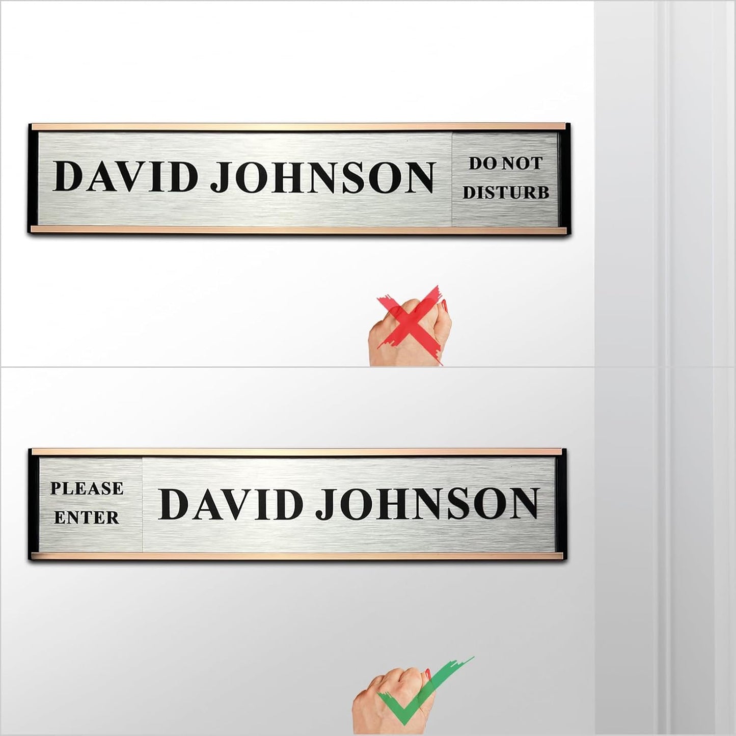 Custom Slider Sign for Door and Wall - 2 X 10 inch Custom Slider Sign for Home, Office, Hotels, Hospital, Conference Room, Slider Door sign with Aluminum Holder