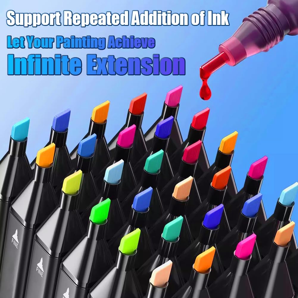 168 Colors Alcohol Markers, Dual Tip Permanent Art Markers with Black Suitcase, For Adults Coloring, Sketching, Card Making and DIY Patinting