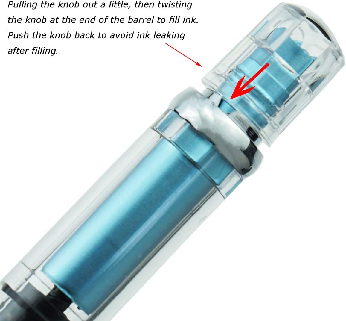 Lanxivi 4 x Yongsheng 3008 Fountain Pen Upgrated Fine Nib,Silver Trim,Piston Filling, Transparent