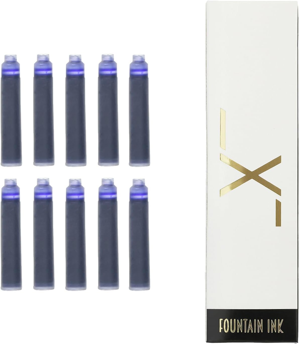 Xezo Blue Ink Cartridges for Fountain Pens, Standard International/European Size. Pack of 10.