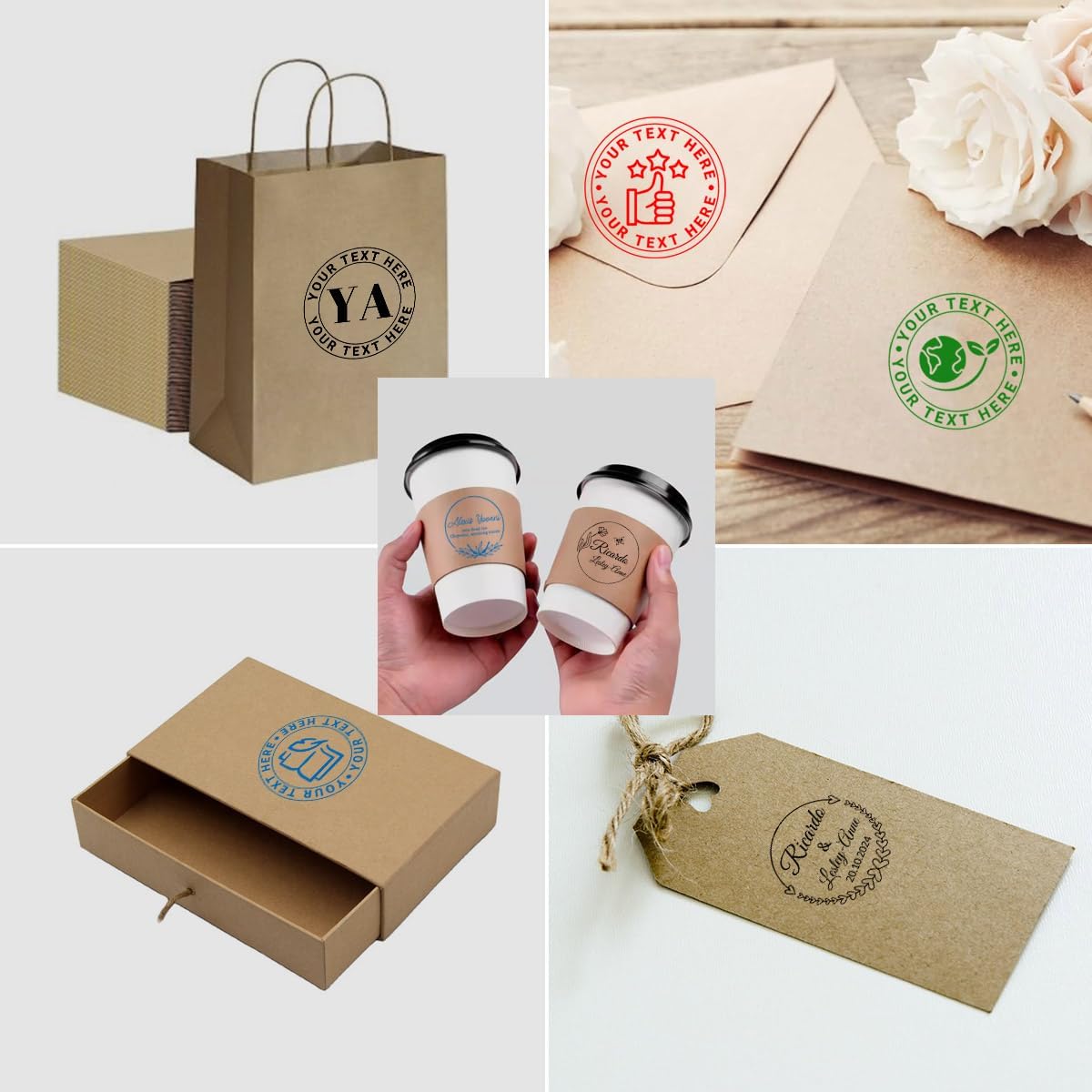 Custom Stamp Personalized Business Logo Address Text Stamp Custom Face Round Stamper Personalized Image Self Inking Stamp for Library Office Personalized Self-Inking Rubber Stamp