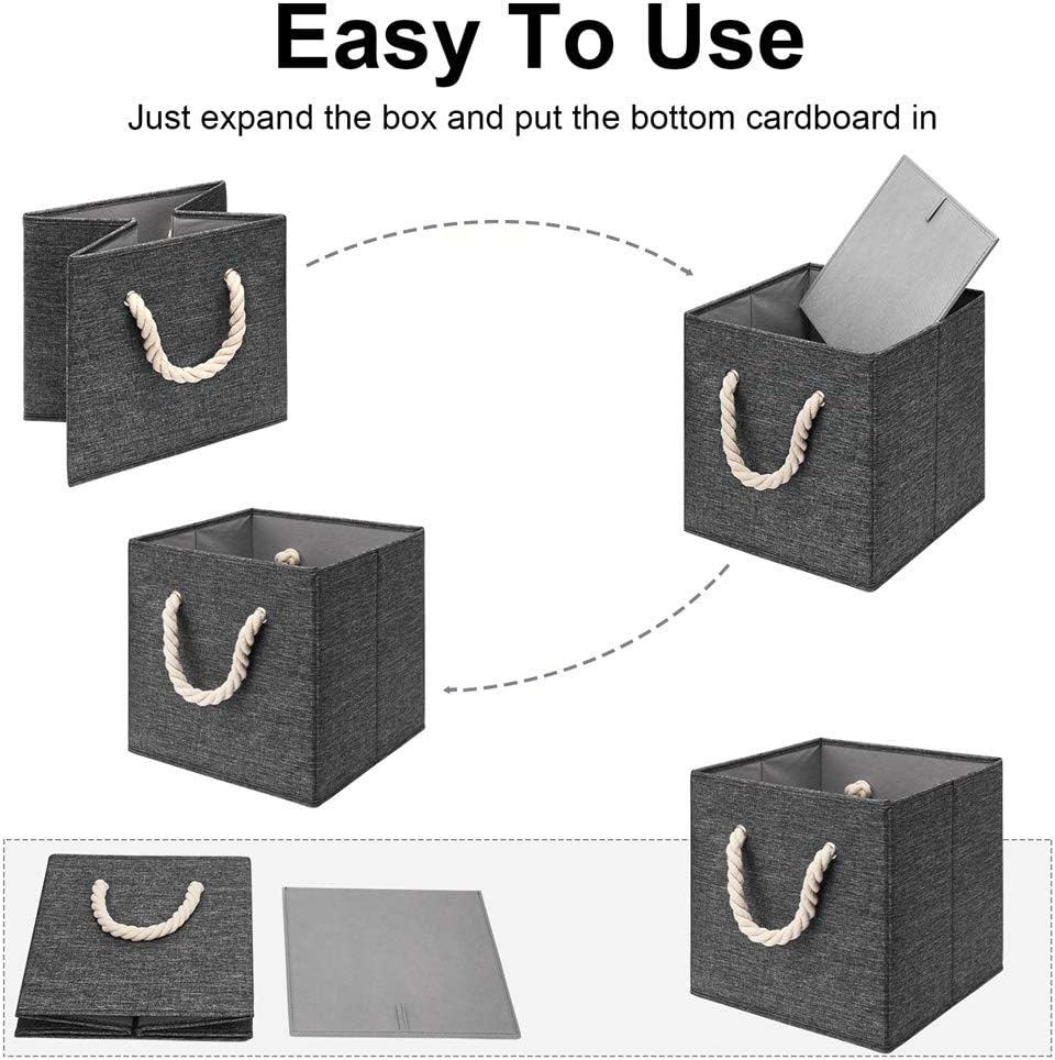 Gray Foldable Polyester Fabric Storage Bins Cube Organizers,10.5x10.5x11inch,for Organizing The Clutter In The Home or Office,Set of 4,Q-ST-59-4