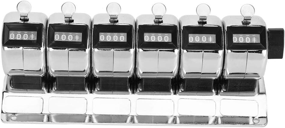 0 to 9999 Manual Tally Counter Metal Mechanical Counter 4Digit Conjoined 6 Units Pitch Click Counter