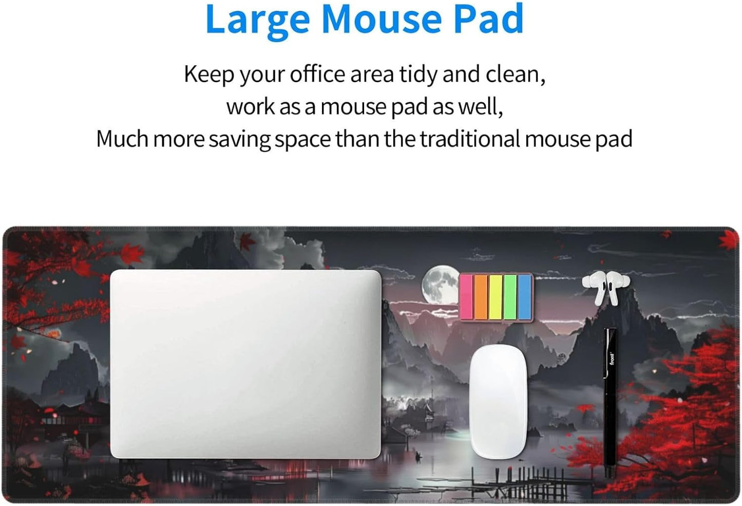 Extended Gaming Mouse Pad, Large Gaming Mouse Waterproof with Stitched Edges, Non-Slip Desktop Pad for Home and Office, Level Up Your 31.5x11.8 Inch… (Japanese Style)