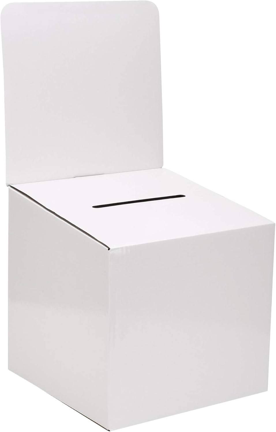 Donation Collection Ballot Box Reusable thick Raffle Ticket Charity Cardboard with wide Slot comment Suggestion Box With Removable Header 10.5H x 10.5W x 10D, Display area 11Hx 10.5W(5 Pack) White