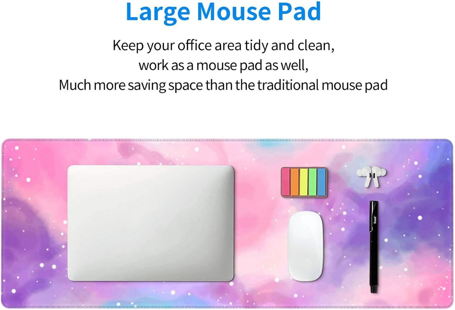 Extended Gaming Mouse Pad, Large Gaming Mouse Waterproof with Stitched Edges, Non-Slip Desktop Pad for Home and Office, Level Up Your 31.5x11.8 Inch… (Iridescent Cloud)