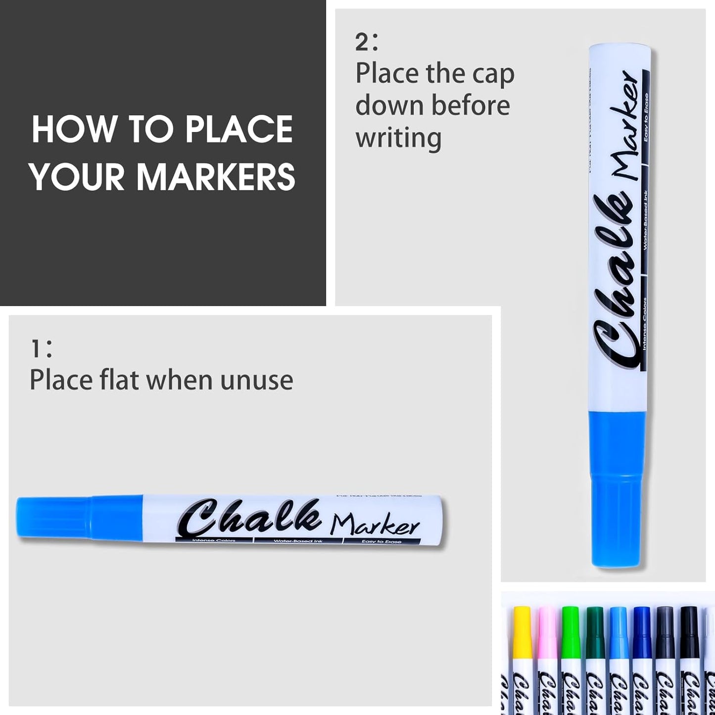 Volcanics Liquid Chalk Markers 36 Pack – 12 Bright Colors – Wet Erase, Dust-Free, Non-Toxic Chalk Pens with Round Tip for Teachers, Classrooms, Chalkboards, Glass, Windows, LED Boards, Bistro Signs