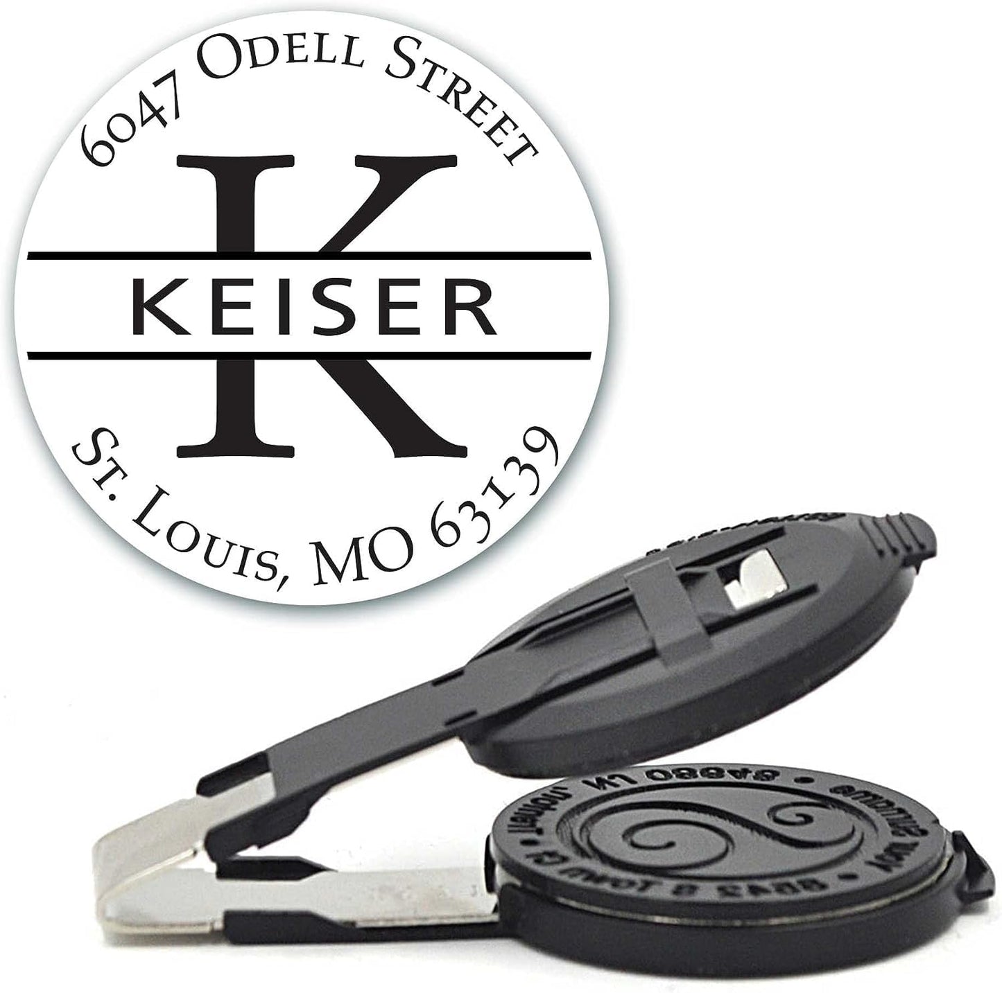 Custom Monogram Address Embosser - Personalized Round Seal - Insert Only - Style EM022