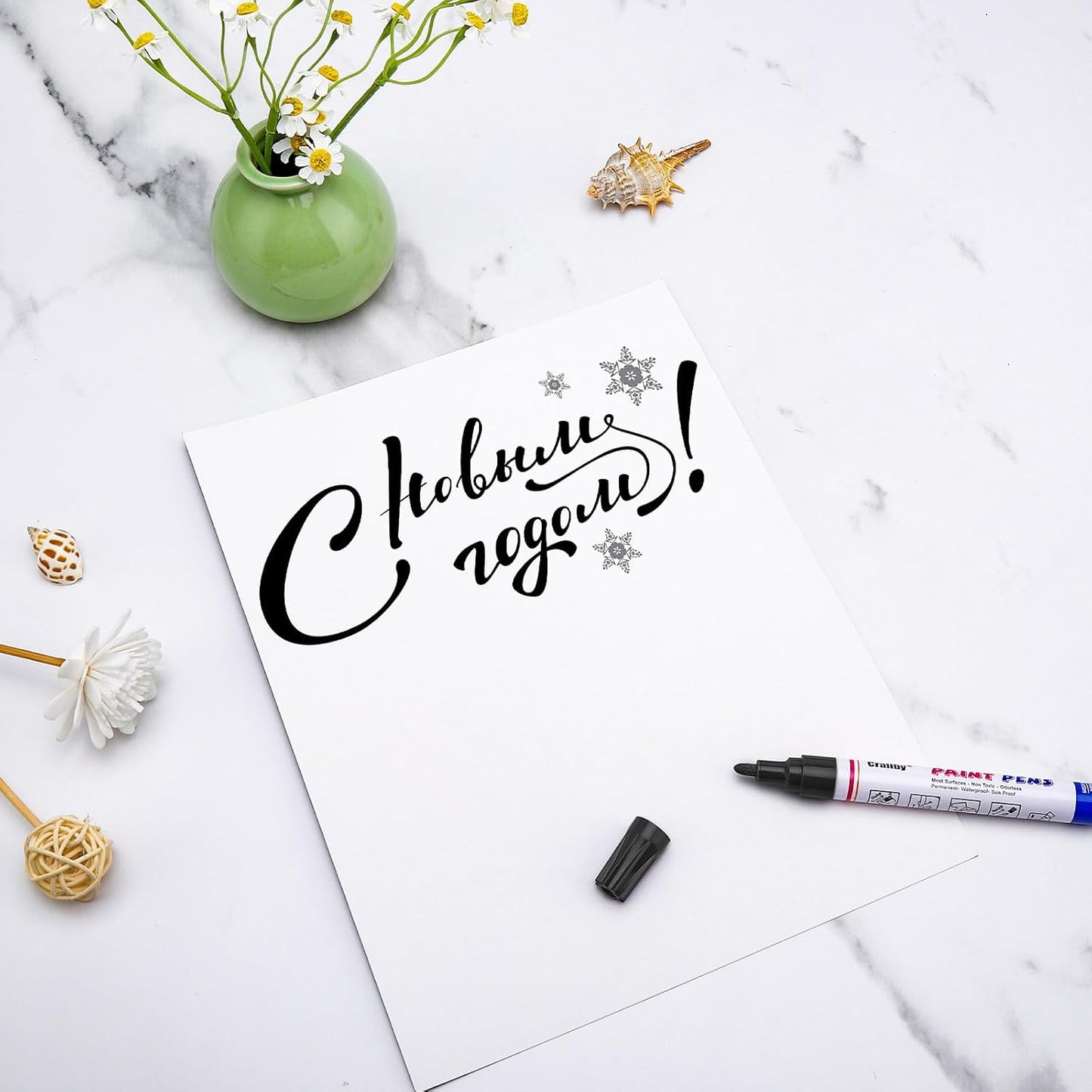 Black Paint Markers, 5 Pack Oil-Based Waterproof Quick Dry Permanent Paint Pen Set for Rocks Painting, Wood, Fabric, Plastic, Canvas, Glass, Mugs, Metal, Tire, Stone, DIY Craft