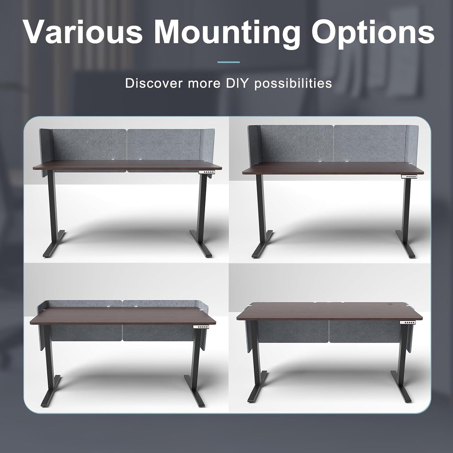 Desk Privacy Panel - Under Desk Modesty Screen & Cubicle Divider, 2PCS L-Shaped Acoustic Partition for Home Office Classroom, Reduces Noise & Visual Distractions (Grey, 47.2" x 15.7")