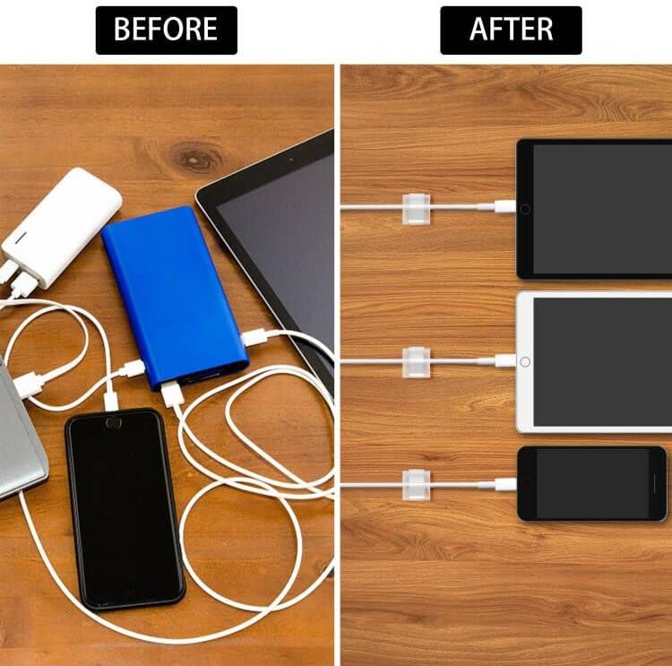 100 Pcs Cable Clips, Adhesive Cable Organizer Cord Holder Wire Clip Wire Management Self Adhesive Hooks Wire Holder for Office, Home(Transparent, 100PCS)