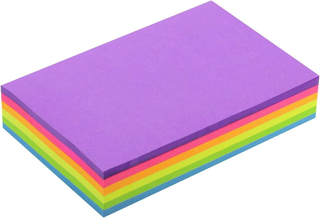Early Buy Sticky Notes 6 Bright Color 6 Pads Self-Stick Notes 4 in x 6 in, 45 Sheets/Pad