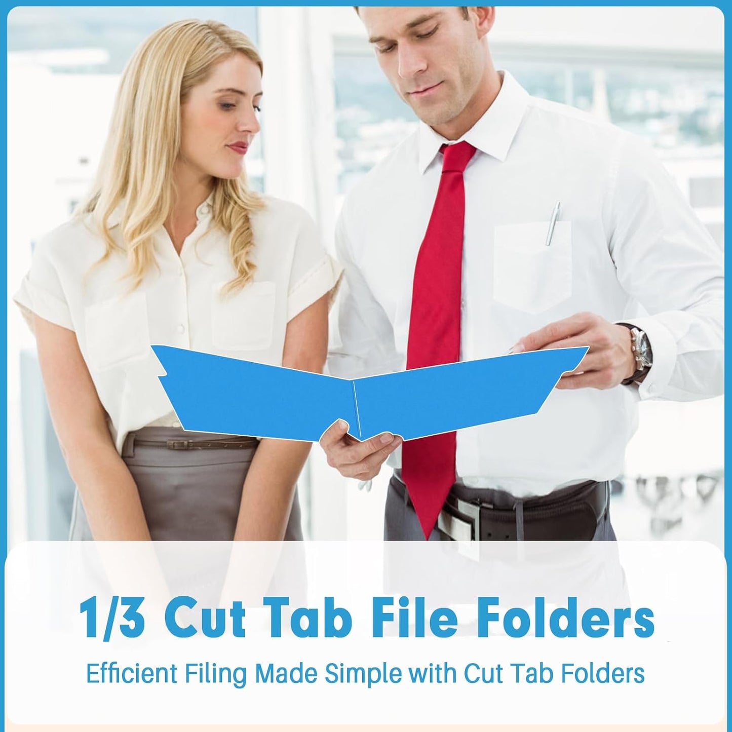 File Folder, PANDRI 120 Pack File Folder, 1/3 Cut Tab, Letter Size, Filing Folder for Office School Business, Blue