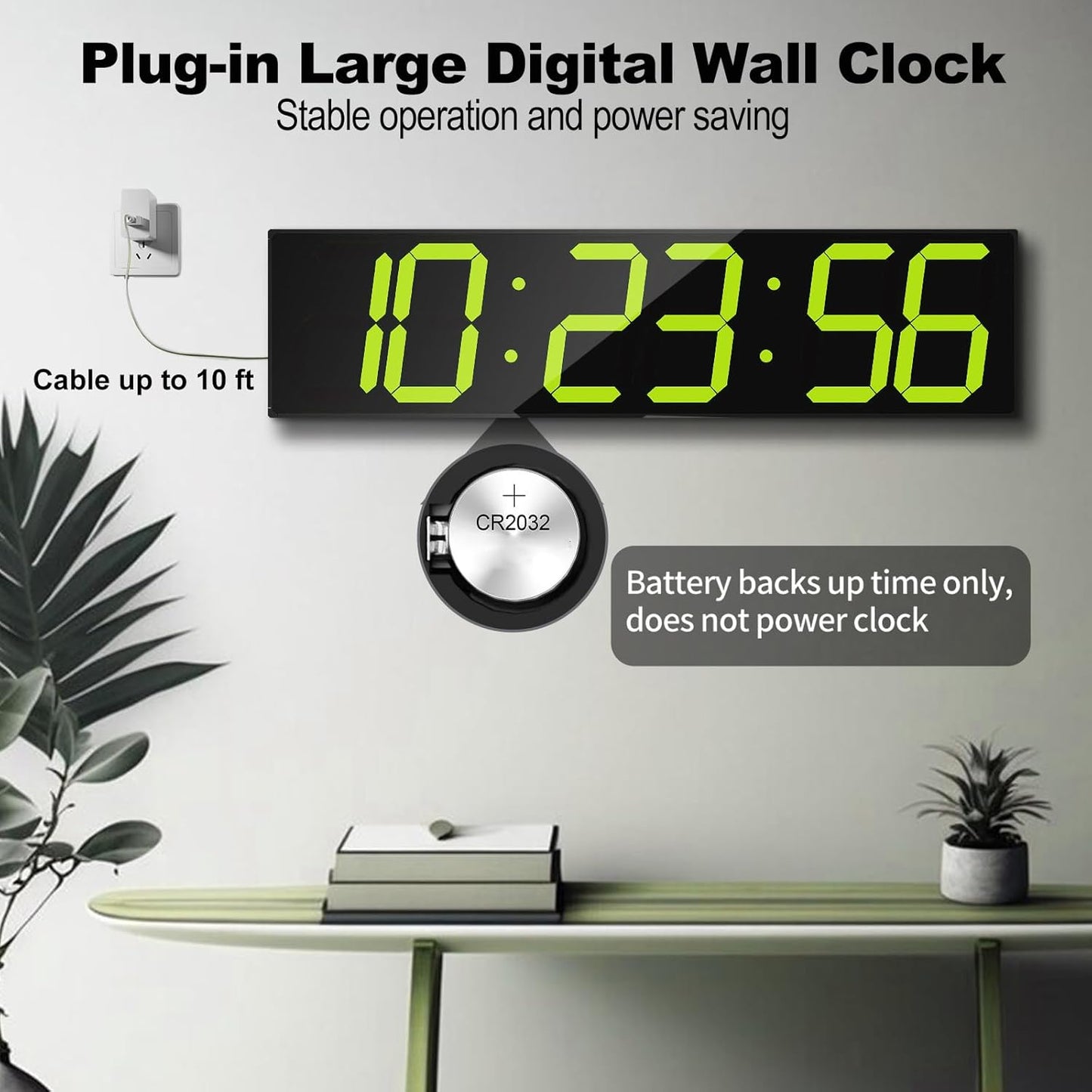 Digital Wall Clock, Oversize Digital Clock with Auto Dimmer, Huge Countdown Timer with Remote Control, 27" Wide Led Display, 6 Digits, Wall Mount, Date and Temperature(Yellow)