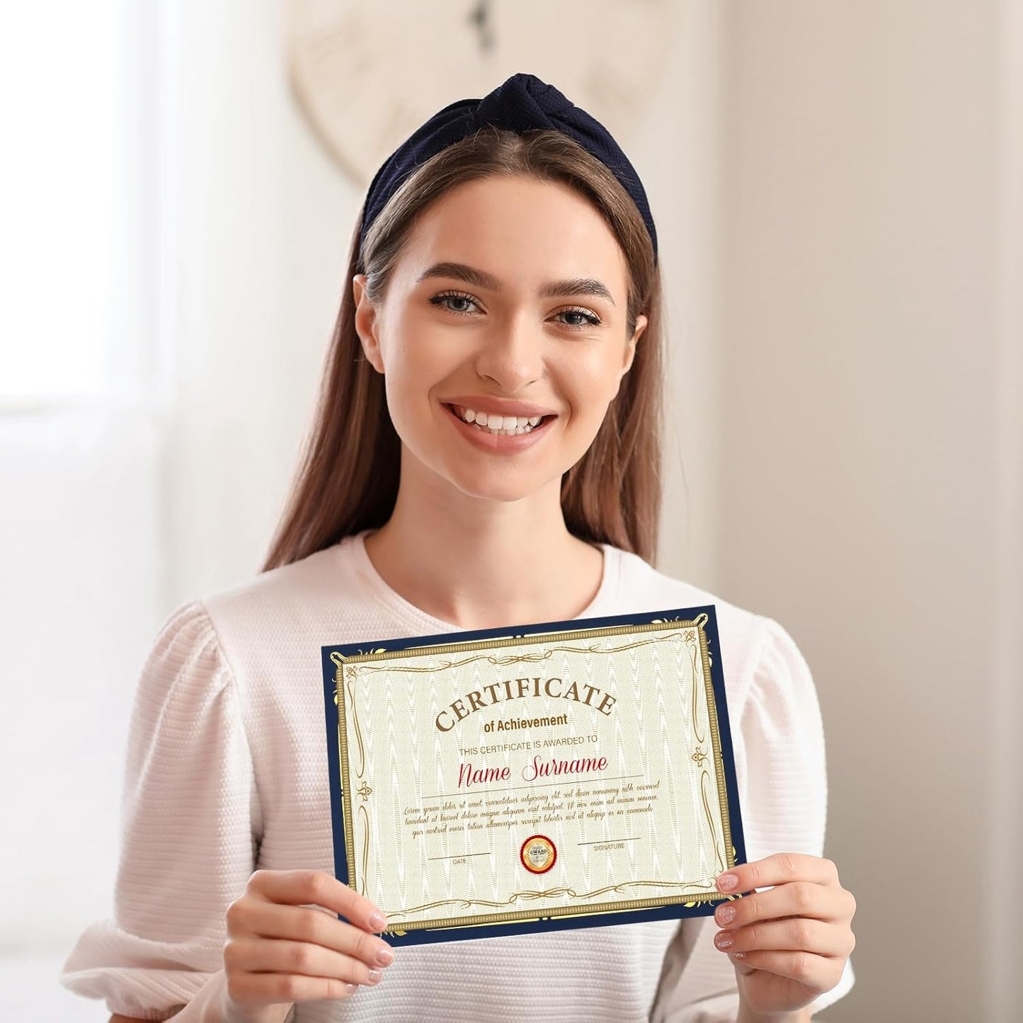 Fainne Certificate Holder Foil Border Bulk 8.5 x 11 Inch Single Sided Award Diploma Cover for Letter Size Cardstock Document Paper Graduation School Marriage Supplies (150 Pcs)