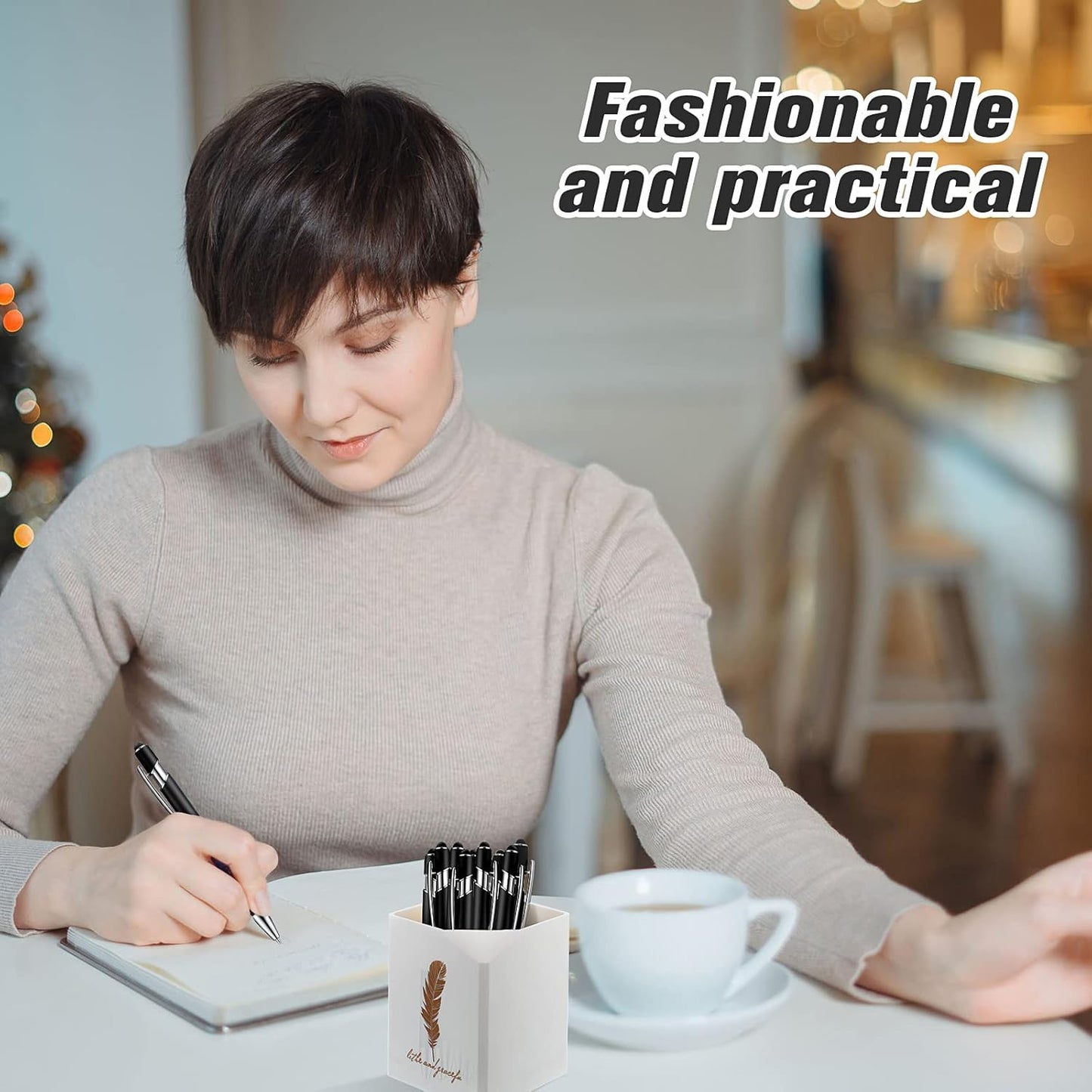 Zonon 38 Pieces Rubberized Ballpoint Pen with Stylus Tip Stylish Metal Pen Capacitive Styli with Soft Rubberized Grip, Black Ink for Most Devices(Black)