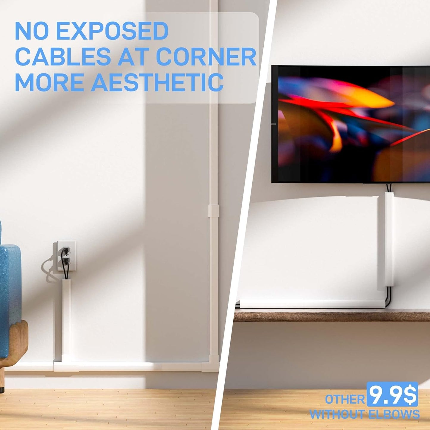 Delamu Cord Hider, Large Cord Covers for 2-3 Wires, Wire Covers for Cords Cable Hider, 94.5in Wire Hiders for TV on Wall, Easy Set up Cable Cover Management Kit, 6X L15.7 W1.0 H0.53in