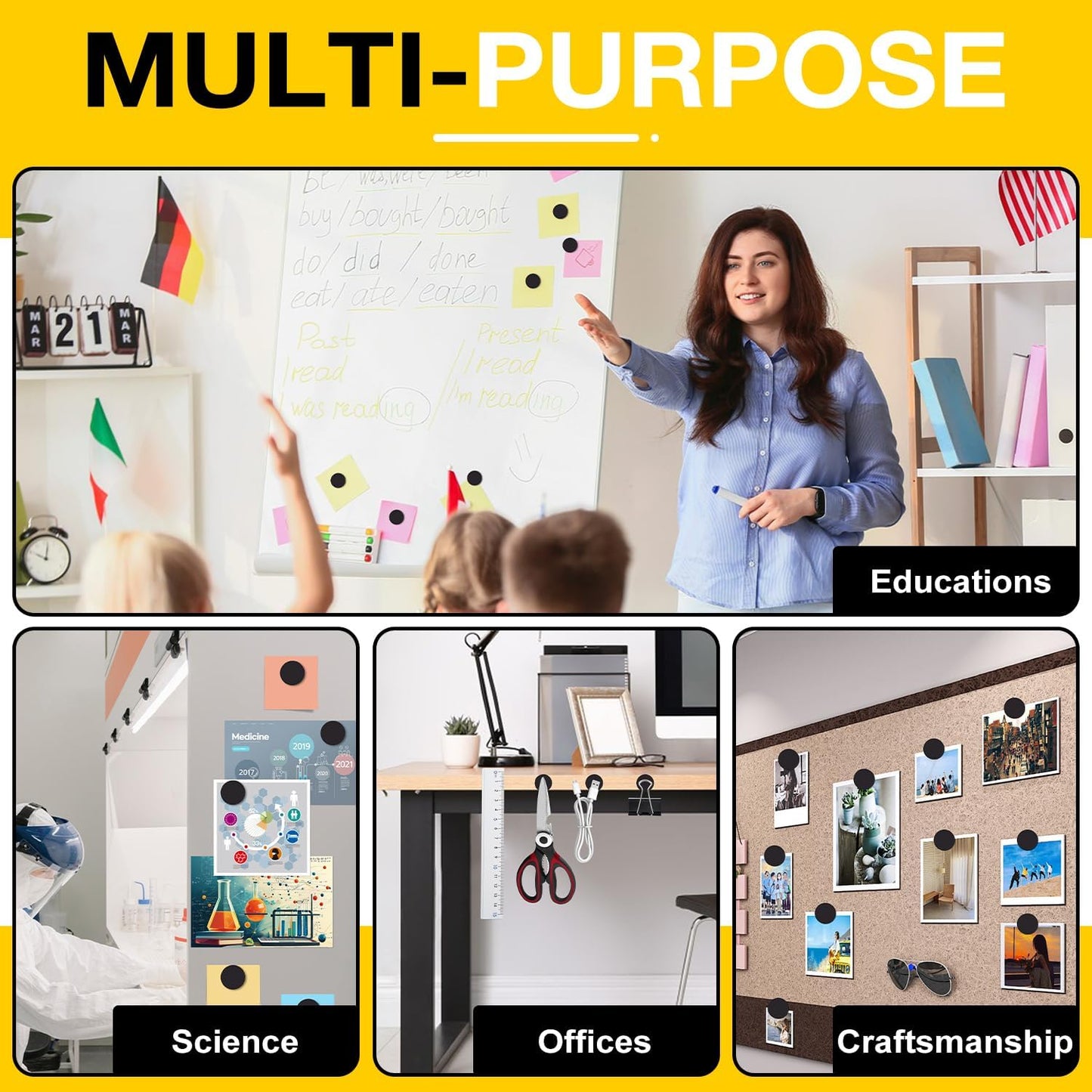 DIYMAG Magnets with Adhesive Backing, 300Pcs 0.8 x 0.04inch Round Small Magnetic Dots Stickers for Classroom Crafts Strong Magnetic Tape Sheets Easy Peel and Stick for Whiteboard Fridge