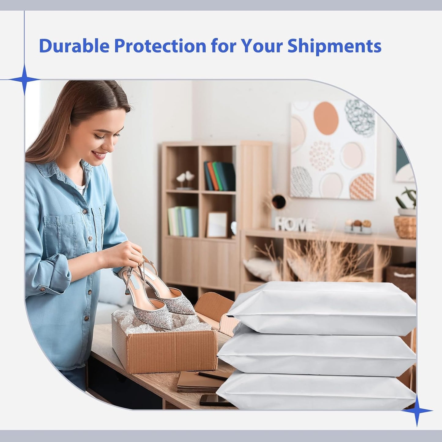 Fuxury Poly Mailers 17.7 X 22 Inches 50 Pcs,Bulk Shipping Bags for Clothing,Strong Adhesive Shipping Mailer for Small Business Suppliers,Self Seal Poly Bags Mailing Envelopes White