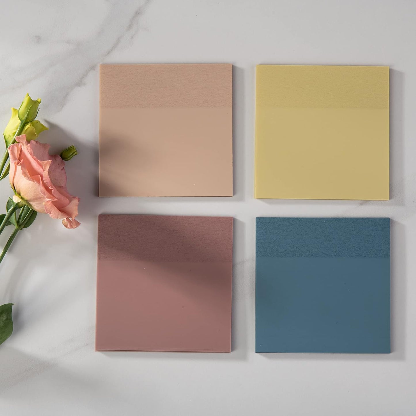 DiverseBee 50 Sheets Pastel Transparent Sticky Notes, 3x3” Clear Sticky Tabs, Translucent Page Flags Book Markers Stickers, Planner Accessories, Bible Journaling Study Office School Supplies (Mist)