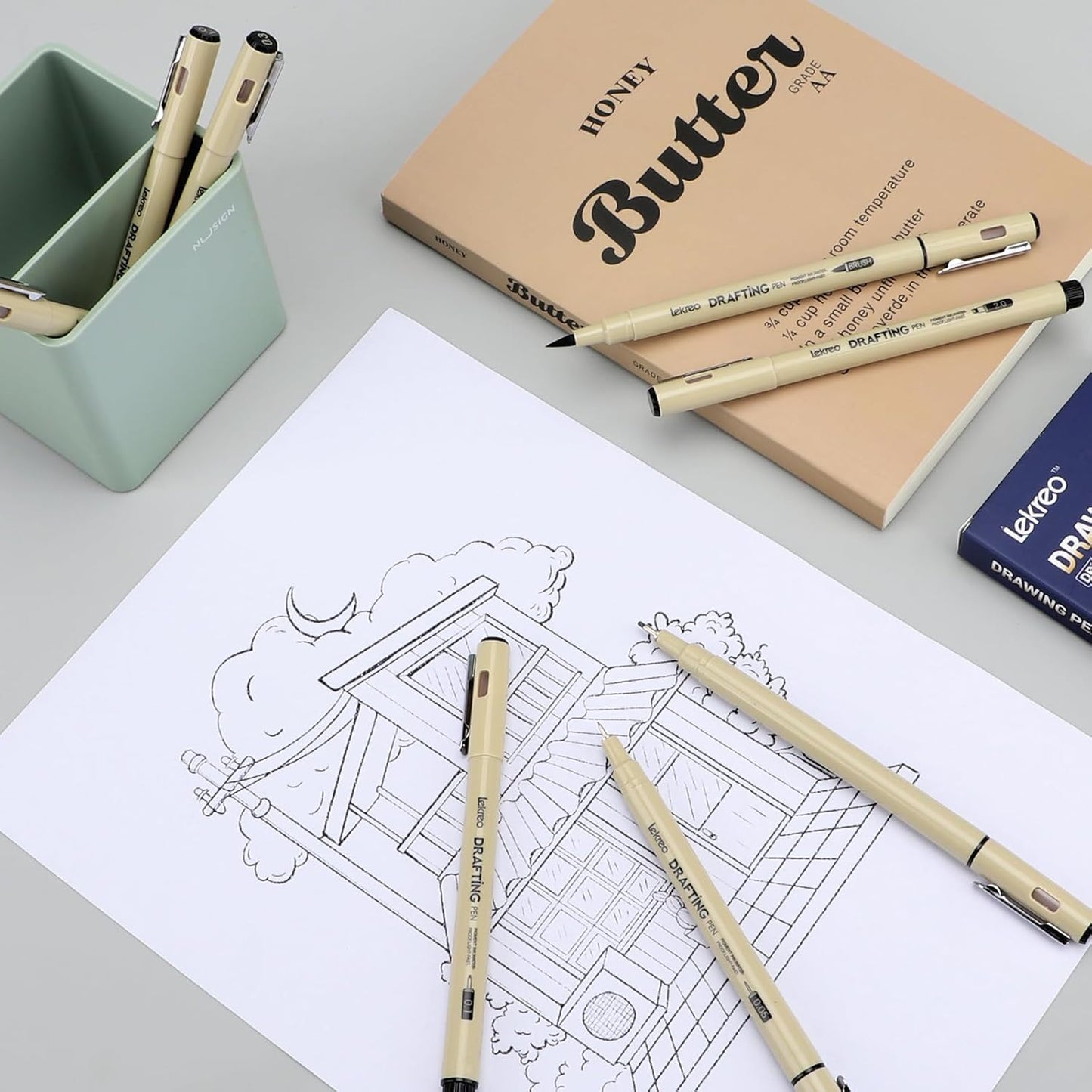 Micron 8 Counts Fineliner Pens - Archival Black Ink Pen - Assorted Points Sizes 0.05mm to 2mm Ultra Fine Tips & Brush Pens for Writing, Drawing, or Bullet Journaling (8 Point Sizes)