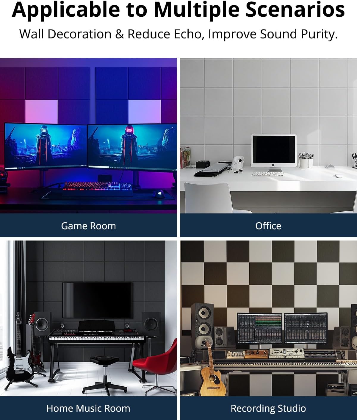 12 Pack Acoustic Panels Square Soundproof Wall Panels 12"X12"X0.4" Self-adhesive Sound Proof Panels for Walls High Density Acoustic Foam Panels for Home, Door, Office, Reccording Studio White