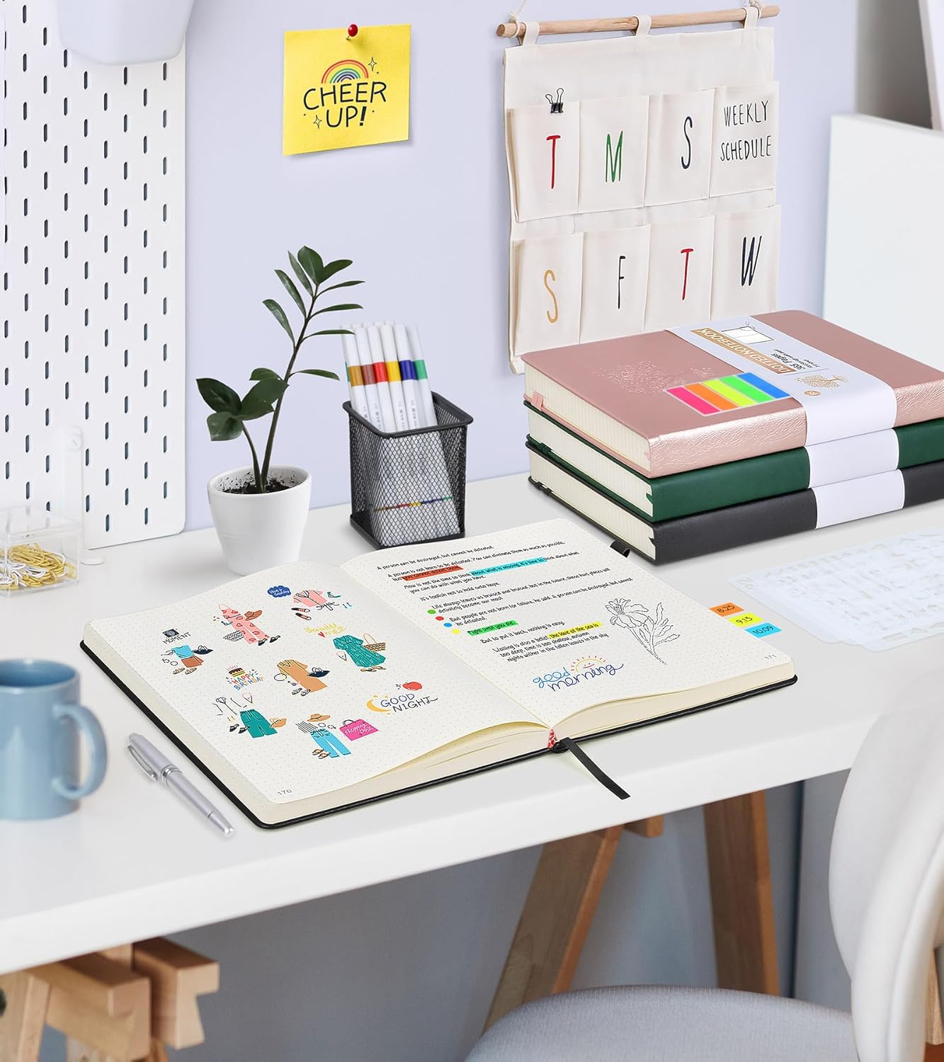 Dotted Journal Notebook, 360 Numbered Pages Bullet Dot Grid Journals,100gsm Dot Paper Thick Hardcover Leather Journal for Writing Women Men,A5 Dotted Grid Notebooks for Work 5.75" x 8.38" Black