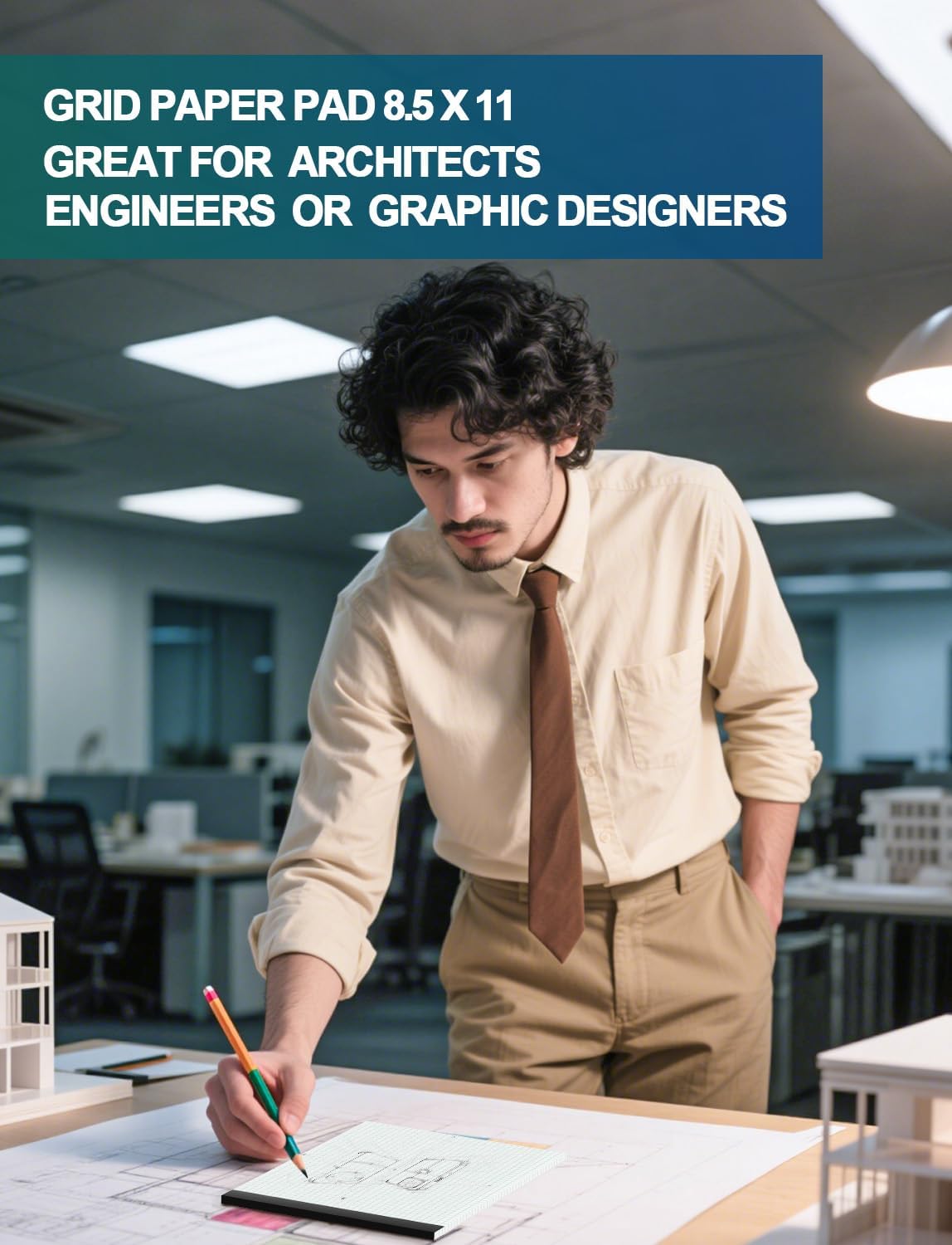 Graph Paper Pads 8.5 x 11, 4x4 Graph Ruled, 6 Pack 1/4 Graph Paper Notebooks, Grid Paper Pad Notebook 8-1/2" x 11" Graphing Paper, Perforated Quadrille Pad, 70GSM White Graft Paper Pads, 30 Sheets/Pad