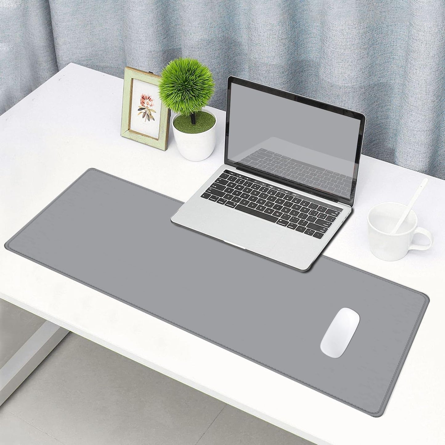 Gaming Large Mouse Pad, Extended XL Mousepad, Non-Slip Rubber Base Keyboard Mouse Mat Desk Pad for Work, Game, Office, Home, 31.5 x 11.8 in, Mid-Grey