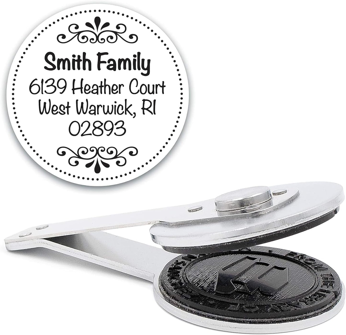 Custom Monogram Address Desk Embosser - Personalized Round Seal - Insert Only - Style EMD-027