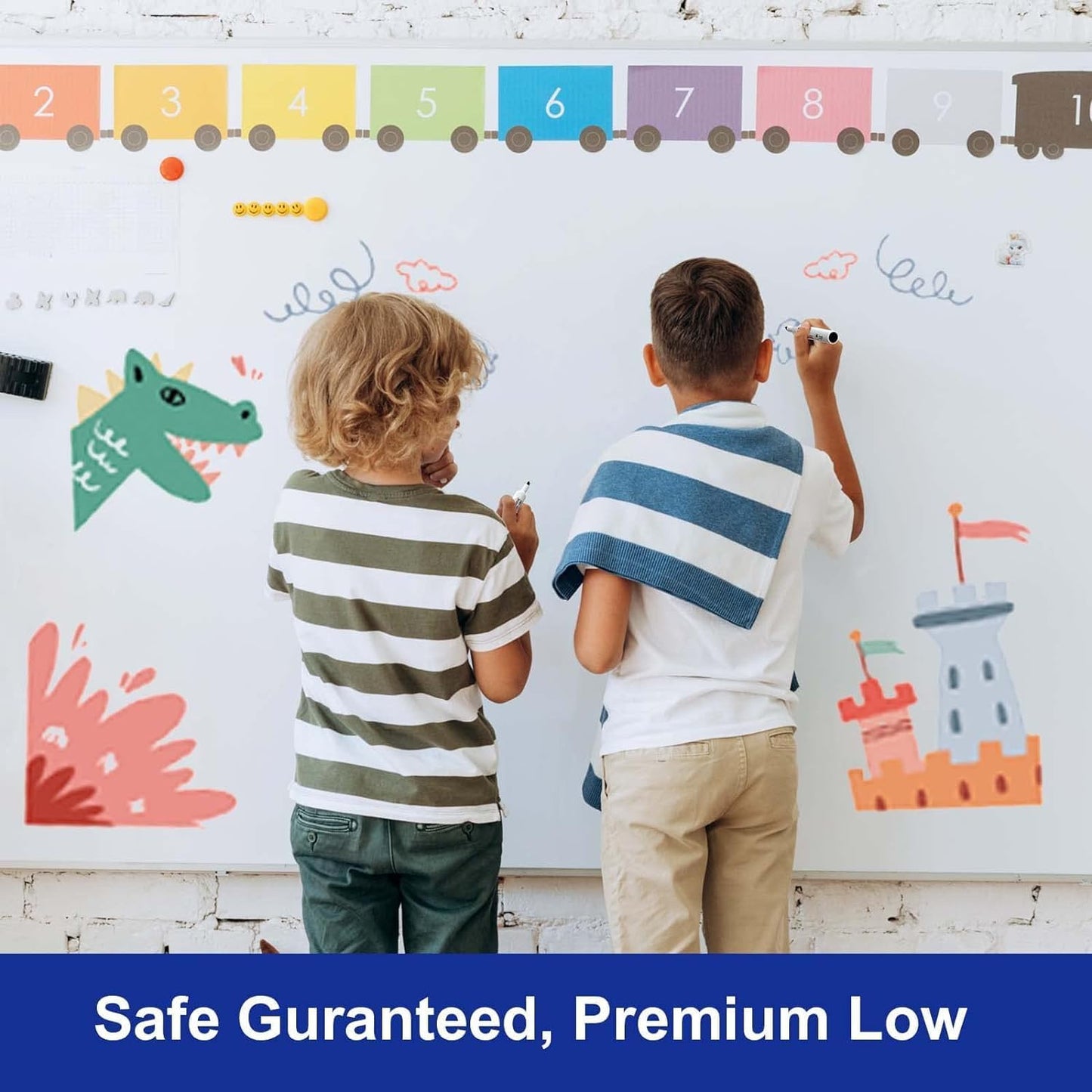 Comix Low Odor Dry Erase Markers, 12 Bulk Black Color Whiteboard Markers, Chisel Tip Thick Markers for Kids Teachers