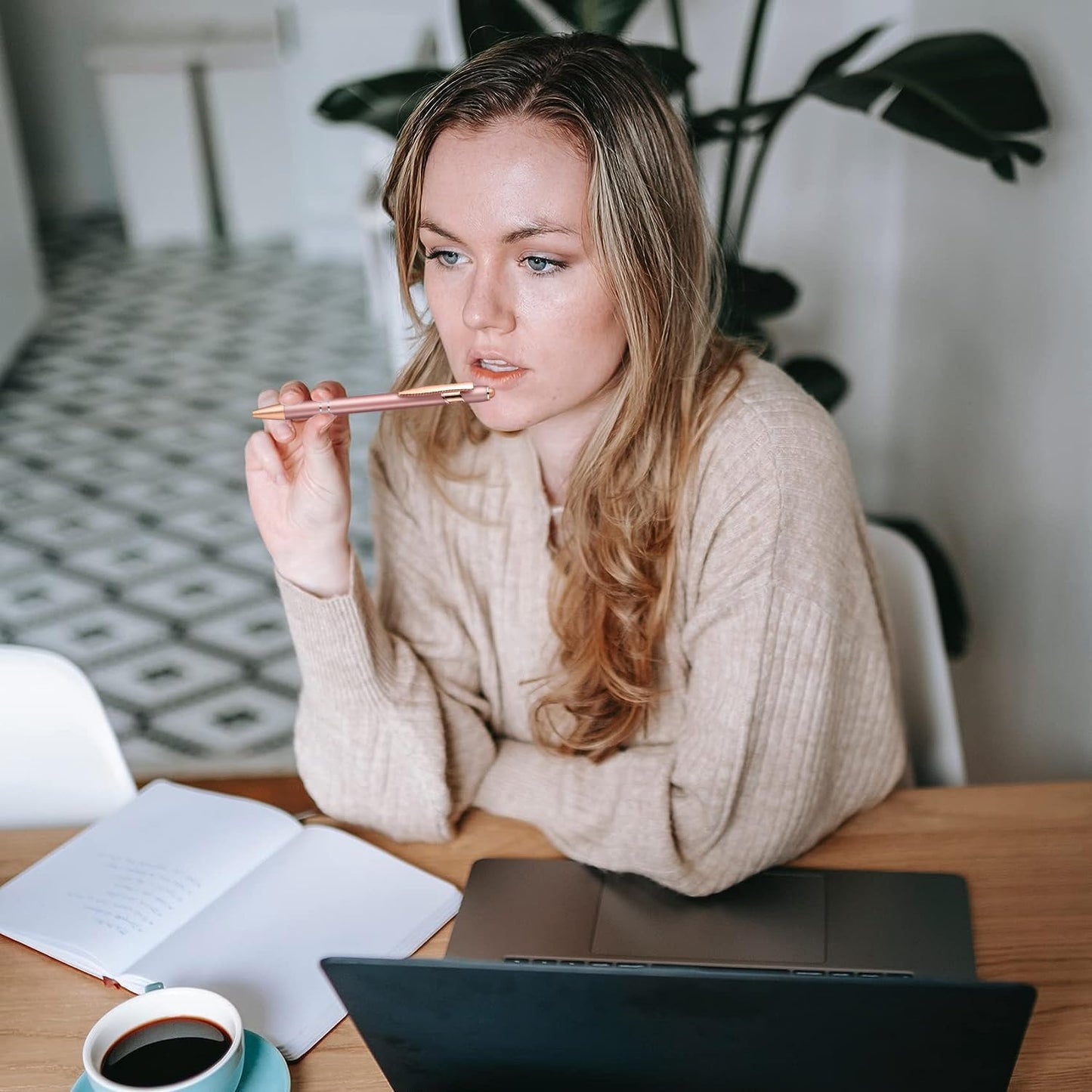 Aozora 9 Pack Ballpoint Pens Smooth Writing 2-in-1 Stylus Retractable Ballpoint Pen with Stylus tip, Office Decor Metal Stylus Pen for Touch Screens, 1.0 mm Black Ink (Assorted)