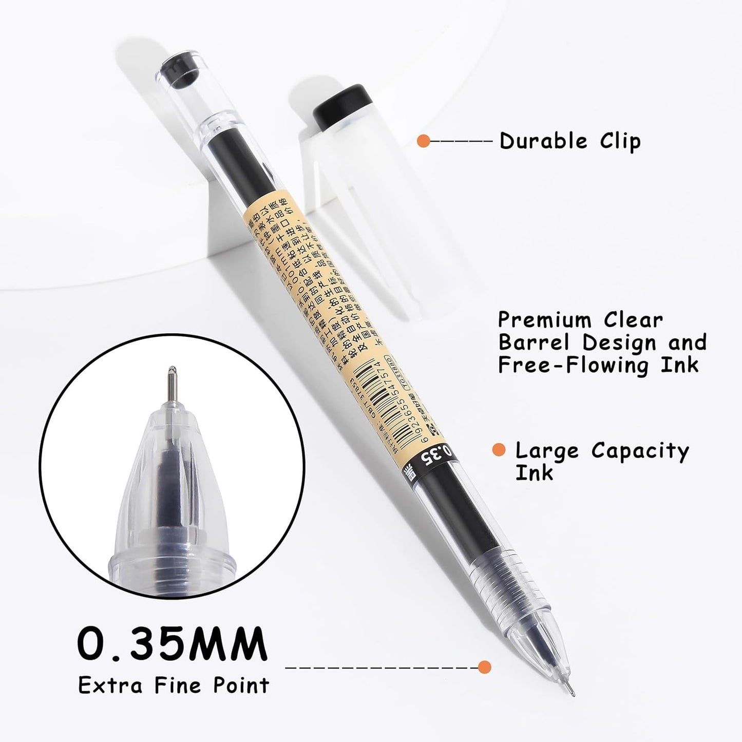 RIANCY Black Gel Ink Pens, 0.35mm Extra Fine Point Tip Smooth Writing Rollerball Pens, Japanese Style No Smudge Ballpoint Pen, Quick Drying for Journaling Office School Stationery Supplies 12pcs