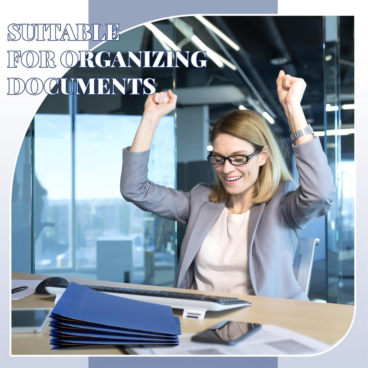 12 Pcs Classification Folders Letter Size, 1 Divider Pressboard File Folder with Fasteners, Expanding File Organizer Bulk for Teachers, Clergy, Office, Church, Christmas Donations (Dark Blue)