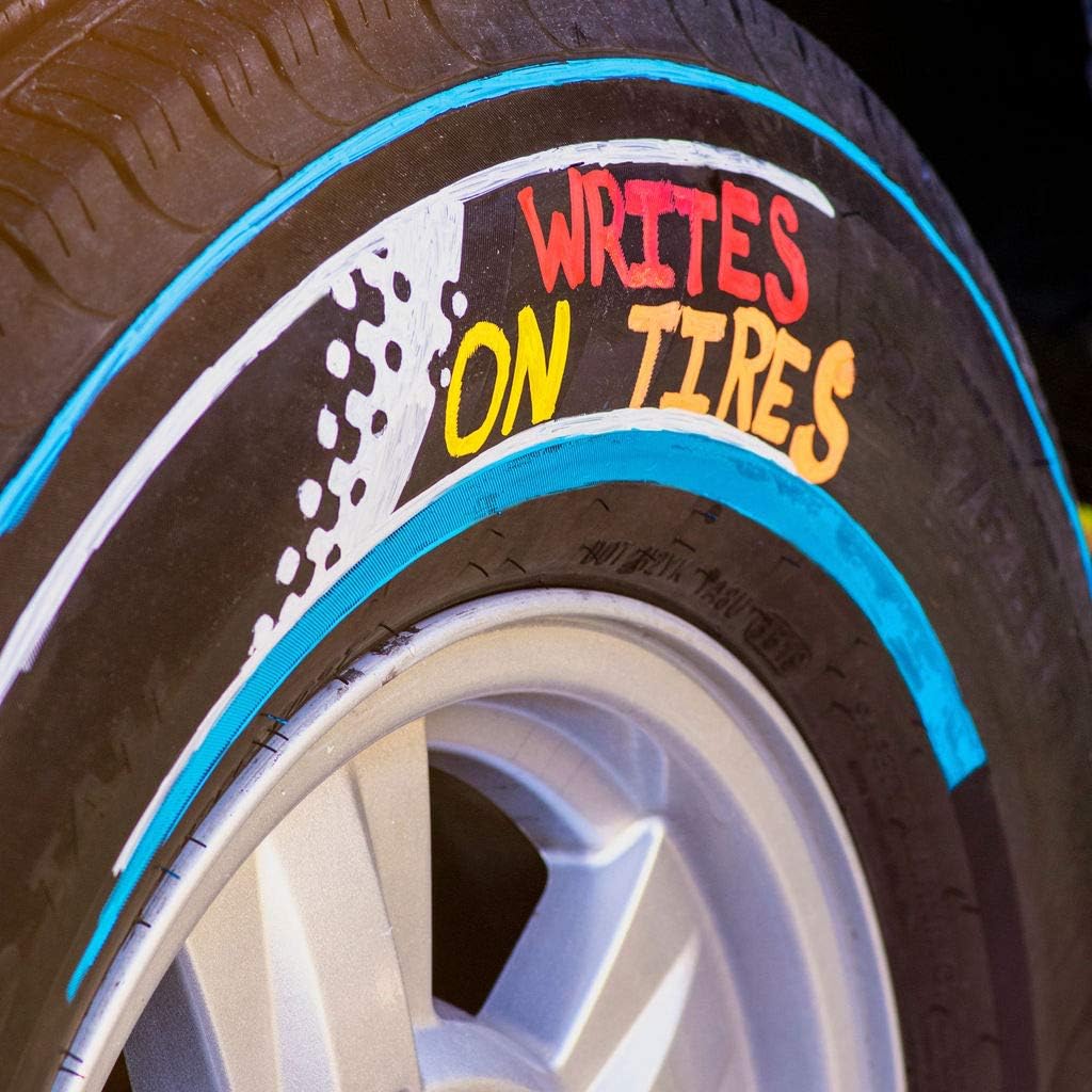 Window Markers for Glass Washable Car Window Paint Pen- Dry Erase Liquid Chalk Marker Car Decorations on All Surfaces, Tire, Windshield - Auto Marker, Autowriter, Rain Resistant (Black, Jumbo Tip)