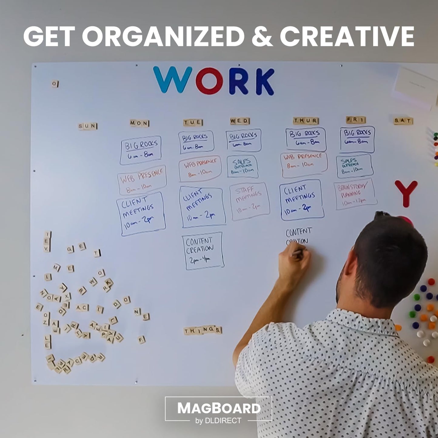 Diamond Life Magnetic Board - Memo & Vision Board for Home, Office, and Classroom - Magnet Board for Kids - Pre-drilled Mounting Screws Included (Silver 16"x24")