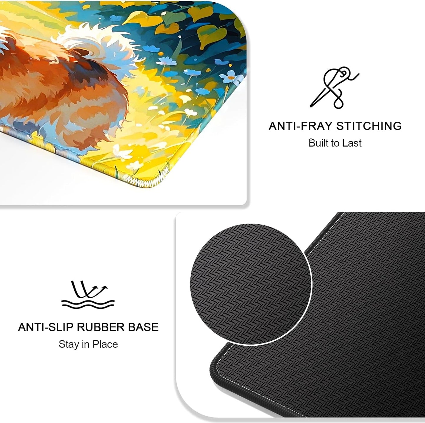 Auhoahsil Large Gaming Mouse Pad, Animal Theme XXL 35.4 x 15.7 in Desk Pad Stitched Non-Slip Rubber Long Computer Mousepad Thin Extended Full Size Desk Mat for Desktop, Laptop, Wireless Mice, Corgi