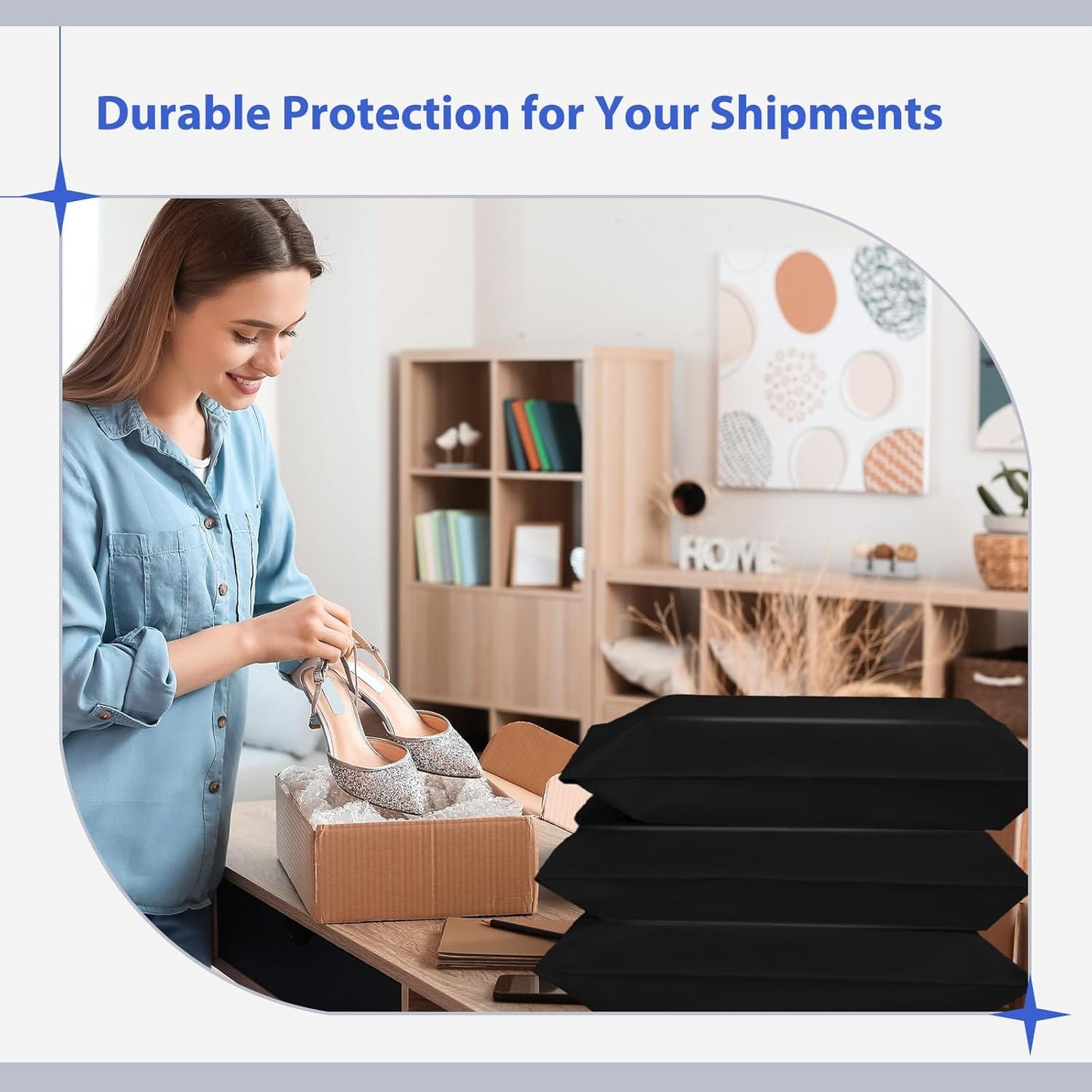 Fuxury Poly Mailers 17.7 X 22 Inches 50 Pcs, Bulk Shipping Bags for Clothing, Strong Adhesive Shipping Envelopes for Small Business Suppliers,Waterproof Mailers Poly Bags Mailing Envelopes Black