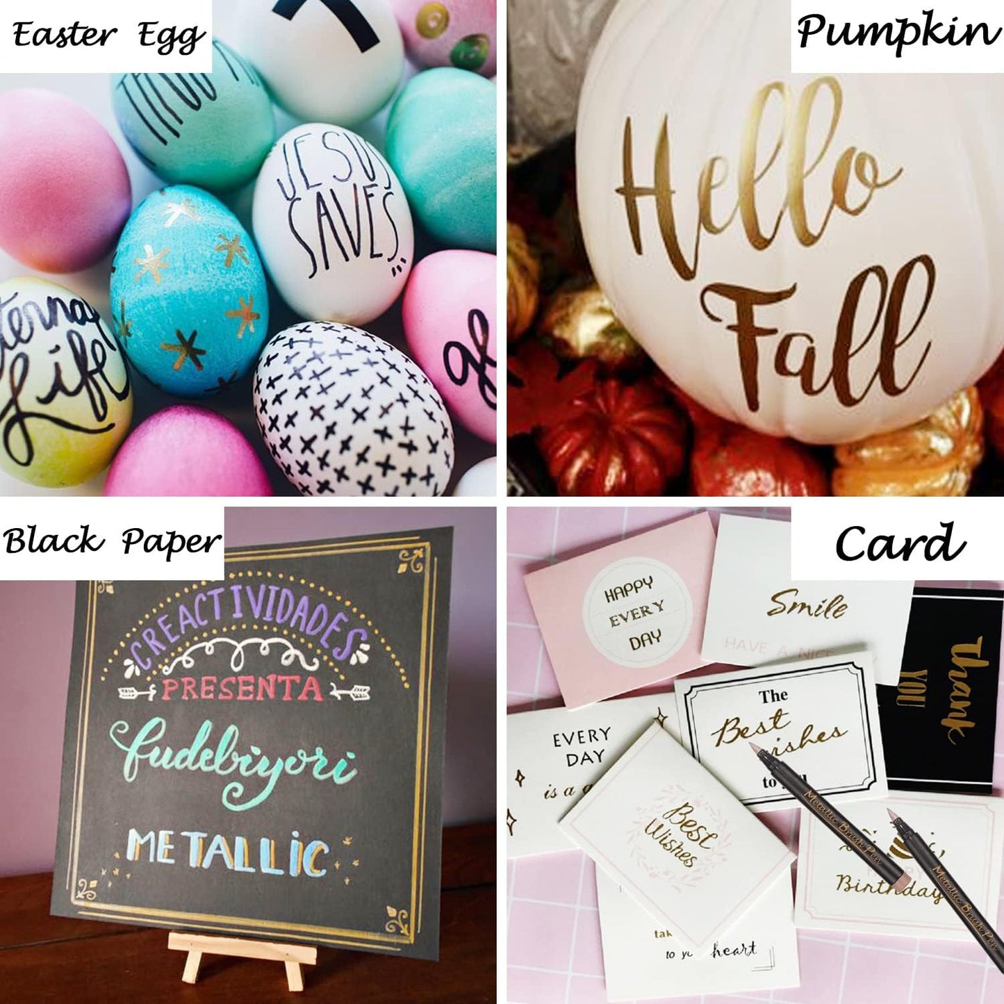 Dyvicl Metallic Brush Marker Pens - Metallic Pens Art Markers for Calligraphy, Brush Lettering, Black Paper, Rock Painting, Card Making, Scrapbooking, Fabric, Metal, Ceramic, Wine Glass, Set of 9