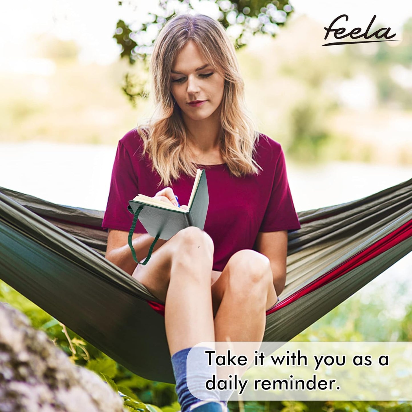 feela 15 Pack Pocket Small Notebooks Bulk, Mini Cute Notepads Hardcover College Ruled Lined Journals with Pen Holder for School Business Memos, with 15 Black Pens, 3.5”x 5.5”, A6, Dark Green