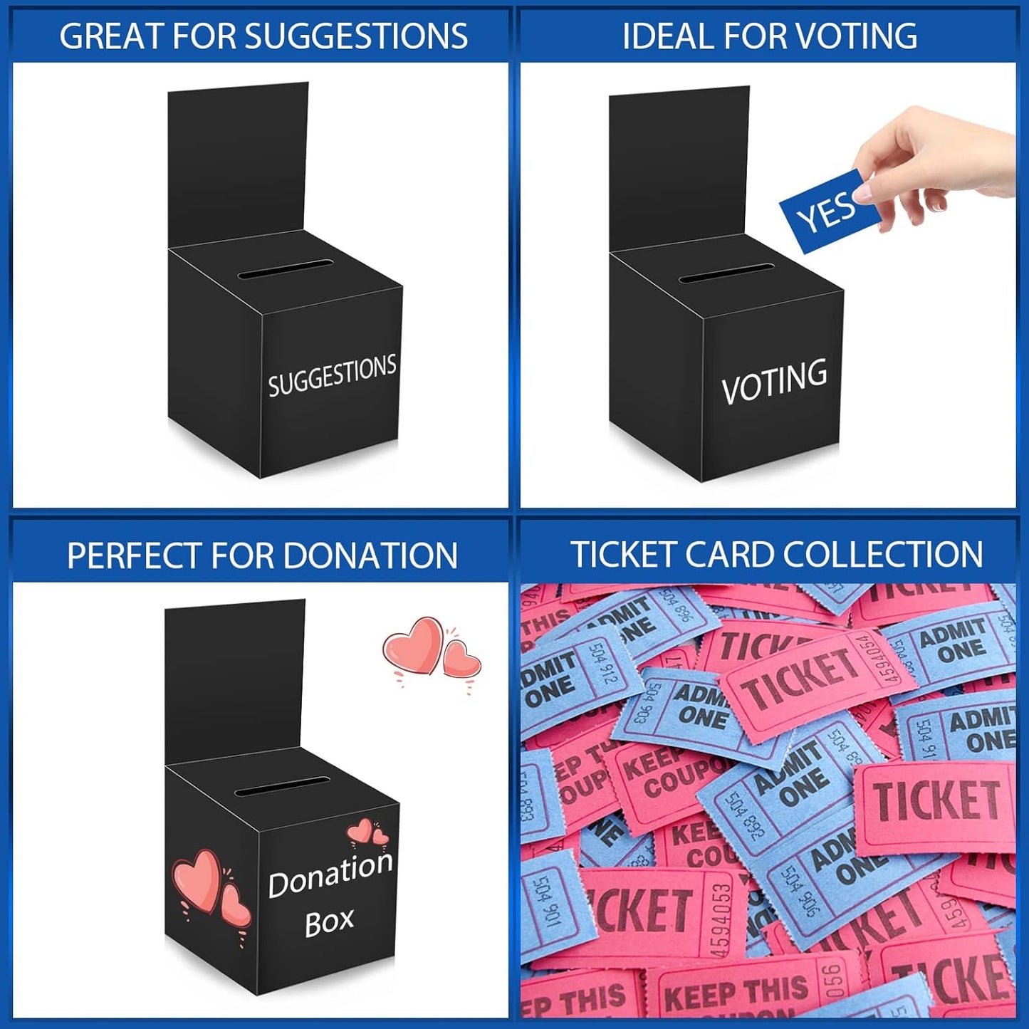 12 Pack Raffle Box Donation Box for Fundraising, Ballot Cardboard Boxes with Slot for Ticket and Removable Header Charity for Collecting Business Card Voting Contes, 6 x 6 x 6 Inch