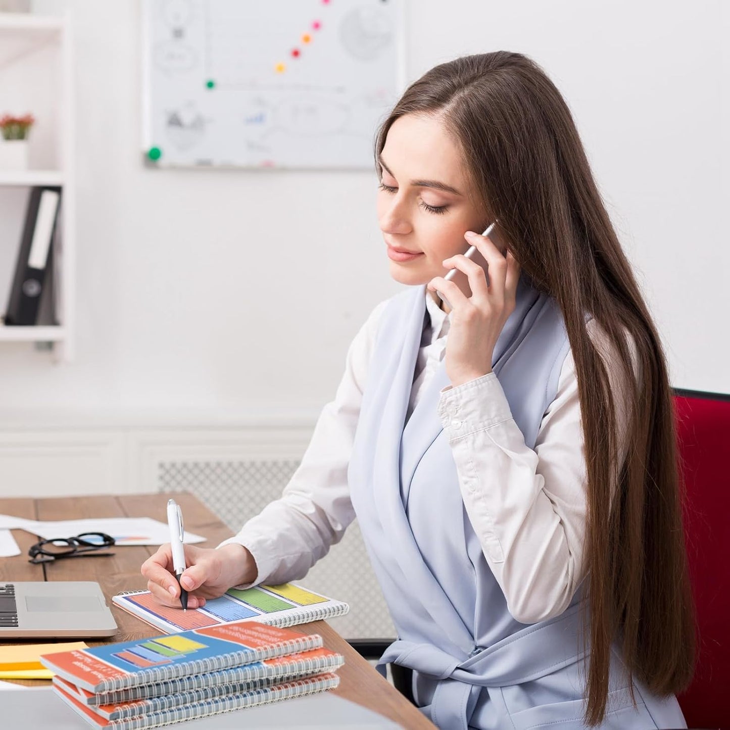 1 Pcs Spiral Bound Phone Message Book 5-1/2" x 11" 2 Part Colorful Carbonless Phone Message Pads 4 Messages Per Page Carbon Copy Notebook Spiral Phone Call Log Book for Business Office