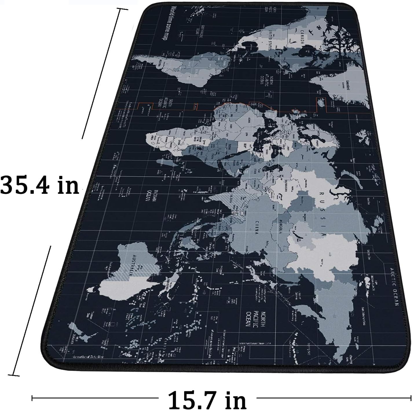 Large Extended Gaming Mouse Pad with Stitched Edges,(35.4X15.7In) Durable Non-Slip Natural Rubber Base, Waterproof Computer Keyboard Pad Mat for Esports Pros/Gamer/Desktop/Office/Home, Map