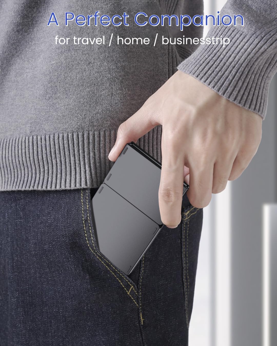 Foldable Bluetooth Keyboard, Folding Portable Wireless Keyboard with touchpad,Travel Pocket Keyboard for iOS Android Windows Mac Smartphone Tablet & Laptop, Sync Up to 3 Devices, Black