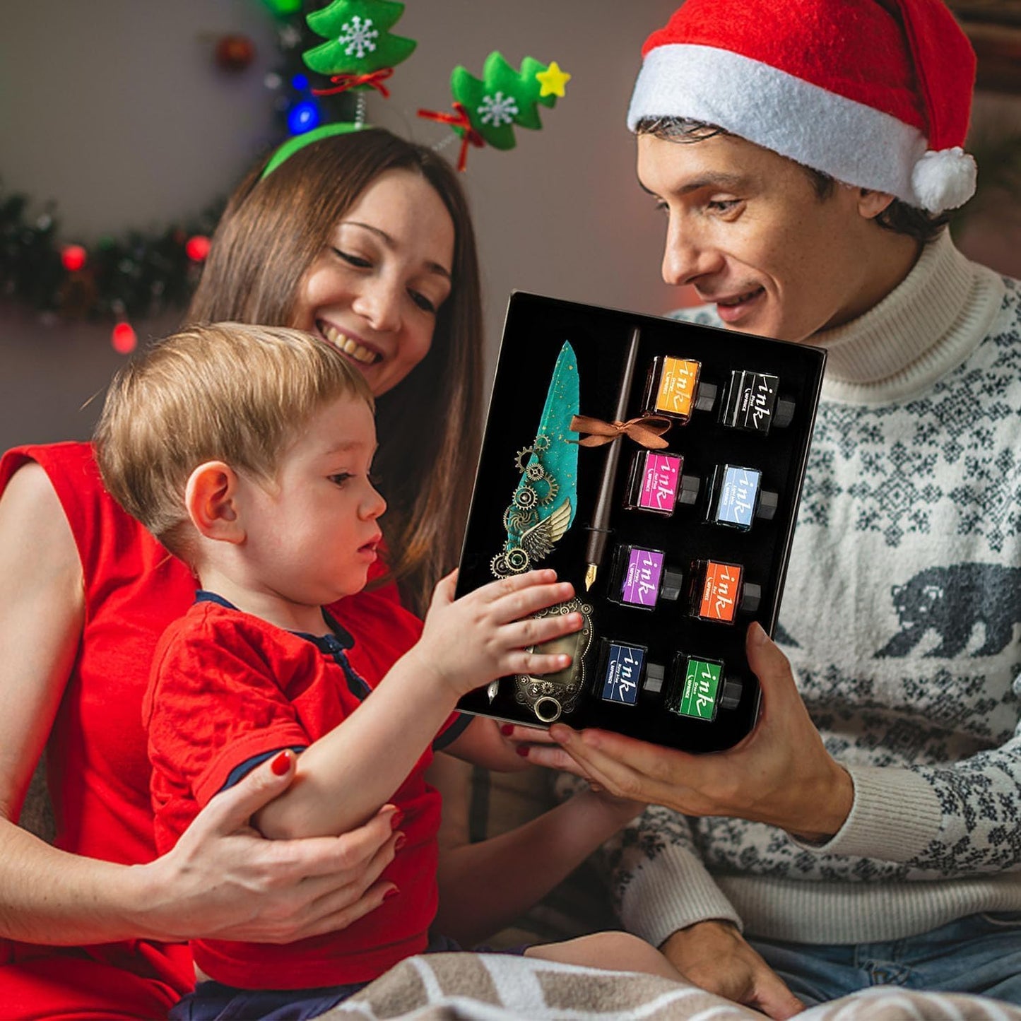 Feather Quill Pen ink Set,Calligraphy Pen Set,Include Quill Pen,Wood Dip Pen,8 Bottles Of Ink,13 Stainless Steel Nibs Of Different Sizes,Pen Holder,Envelope Paper