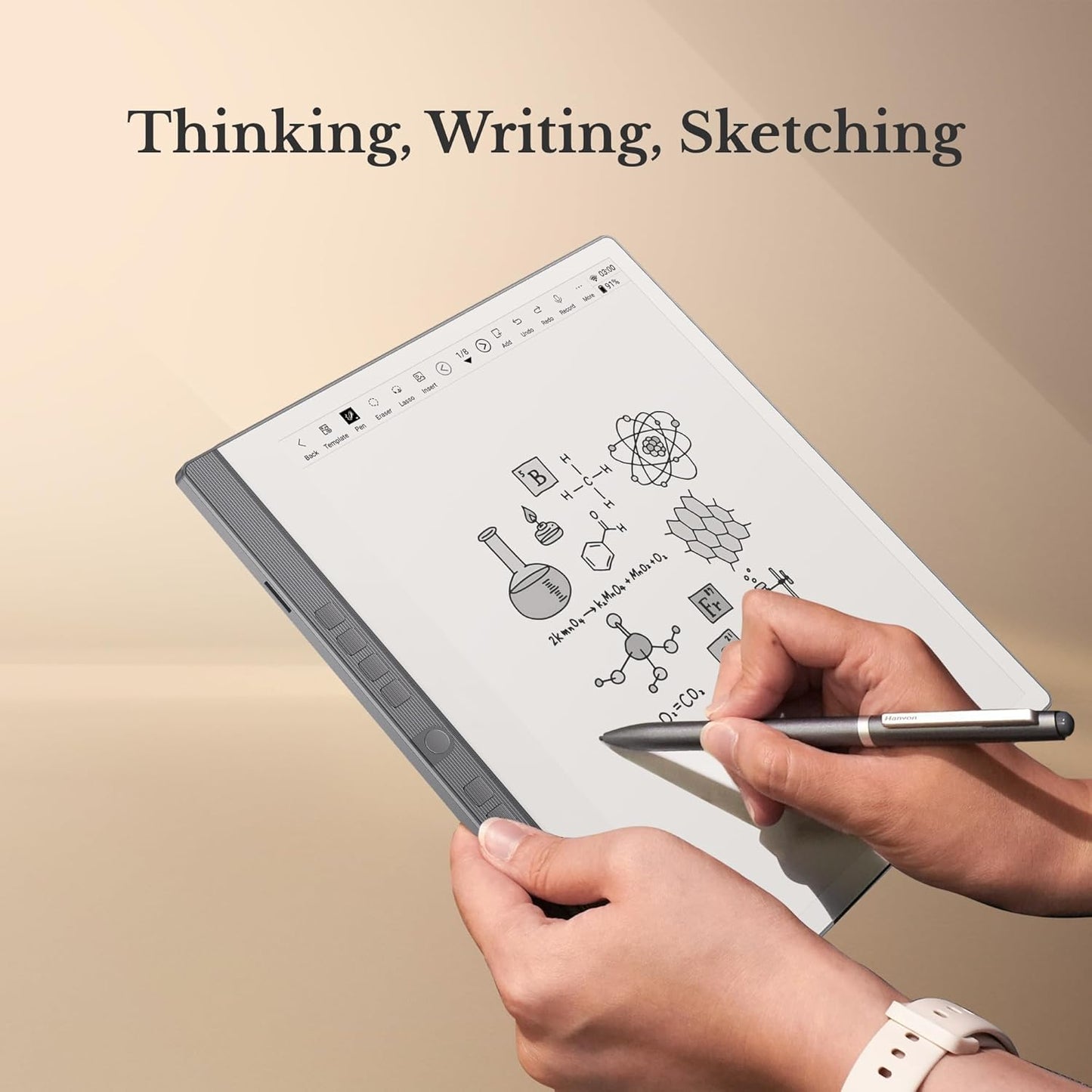 eNote 2 Paper Tablet Bundle, 10.3-inch Pen Only Writing Tablet, Electronic Notebook Digital Notepad, 300 PPI 4G 128G E-Ink Reader with Folio Cover & Two B5 Pens